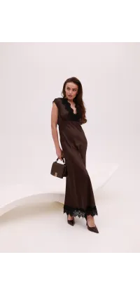 Шоколадна сукня з мереживом IMPERIAL, одяг від Jador