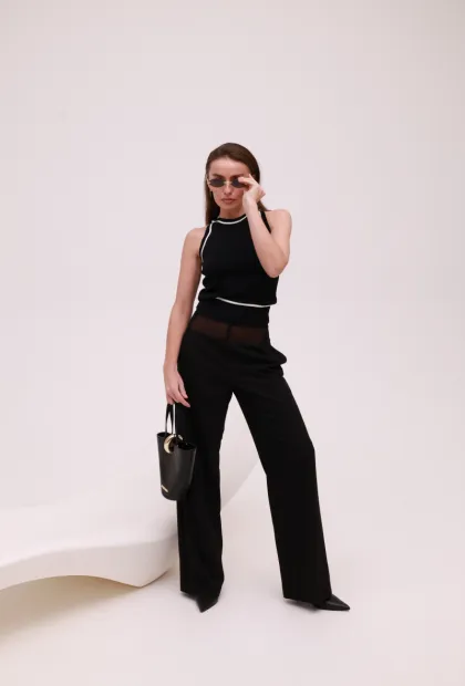 Чорні штани IMPERIAL з напівпрозорою вставкою