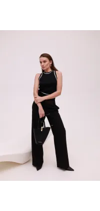 Чорні штани IMPERIAL з напівпрозорою вставкою. Доступні розміри: XS, S, M