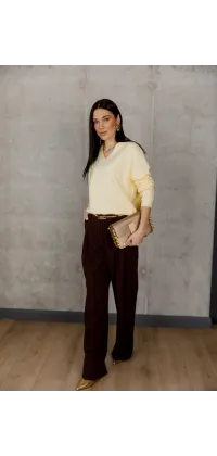 Жовтий светр з V-подібним вирізом. Колір: Жовтий