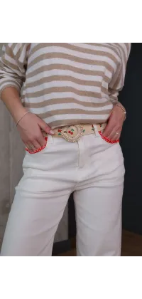 Смугастий светр. Колір: Бежевий