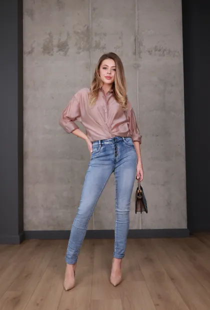 Джинси skinny з високою талією та застібкою на ґудзики