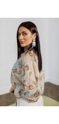 Блуза з квітковим орнаментом. Колір: Бежевий