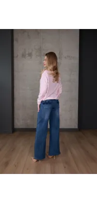 Джинси wide leg з високою посадкою. Колір: Синій