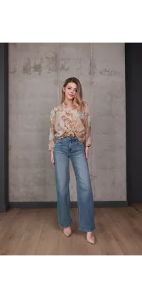 Джинси wide leg з високою посадкою. Колір: Синій