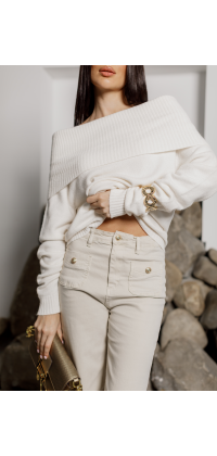 Трикотажний светр з відкритими плечима, від Jador