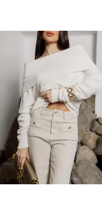 Трикотажний светр з відкритими плечима, від Jador