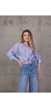 Джинси wide leg з високою посадкою. Колір: Синій