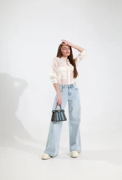 Джинси wide leg з декоративними кишенями