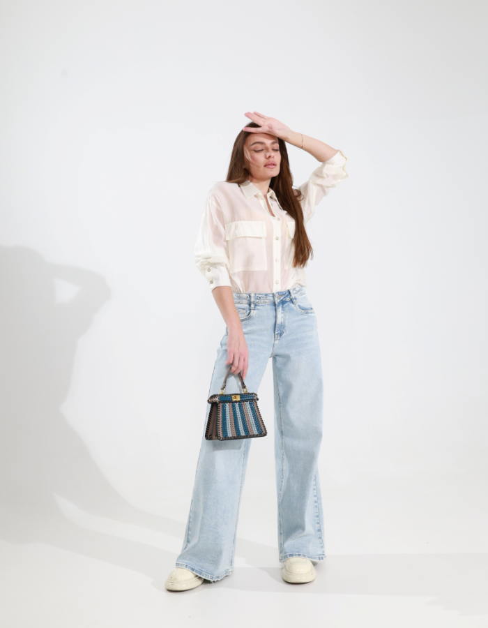 Джинси wide leg з декоративними кишенями