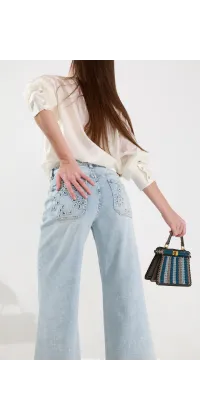 Джинси wide leg з декоративними кишенями, від Jador