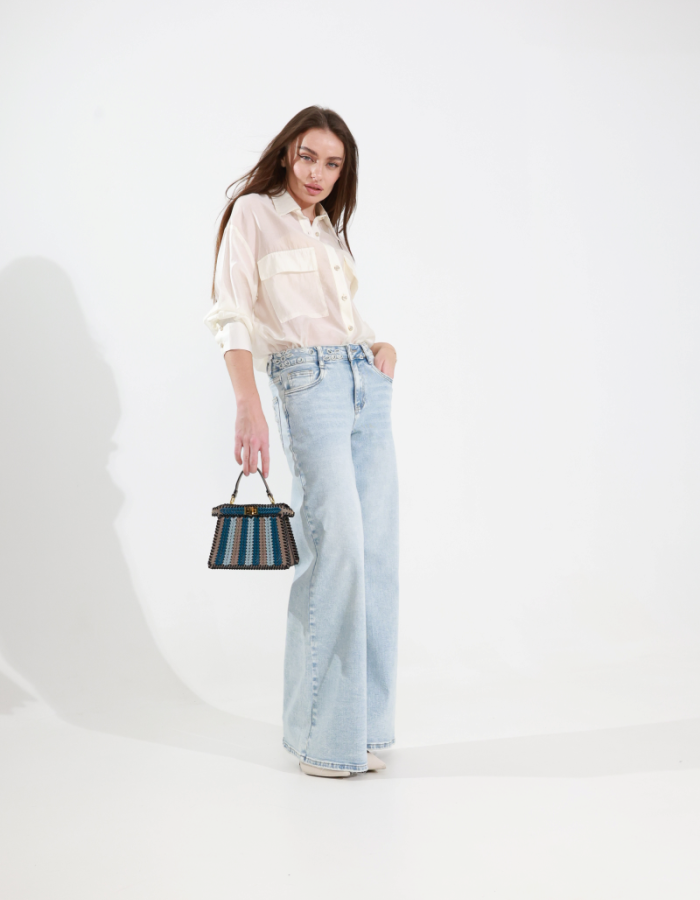 Джинси wide leg з декоративними кишенями