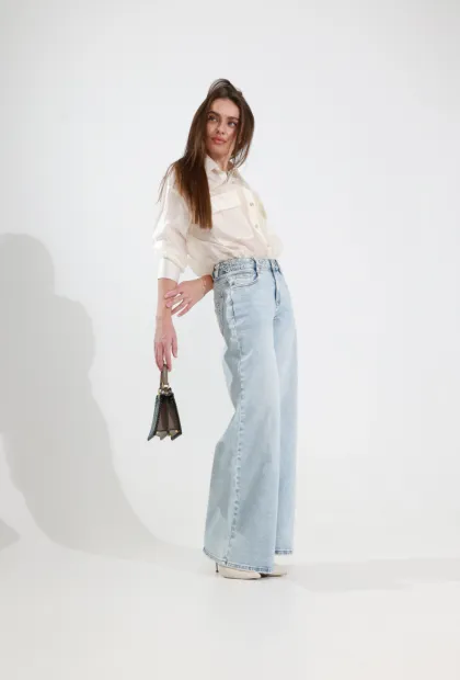 Джинси wide leg з декоративними кишенями