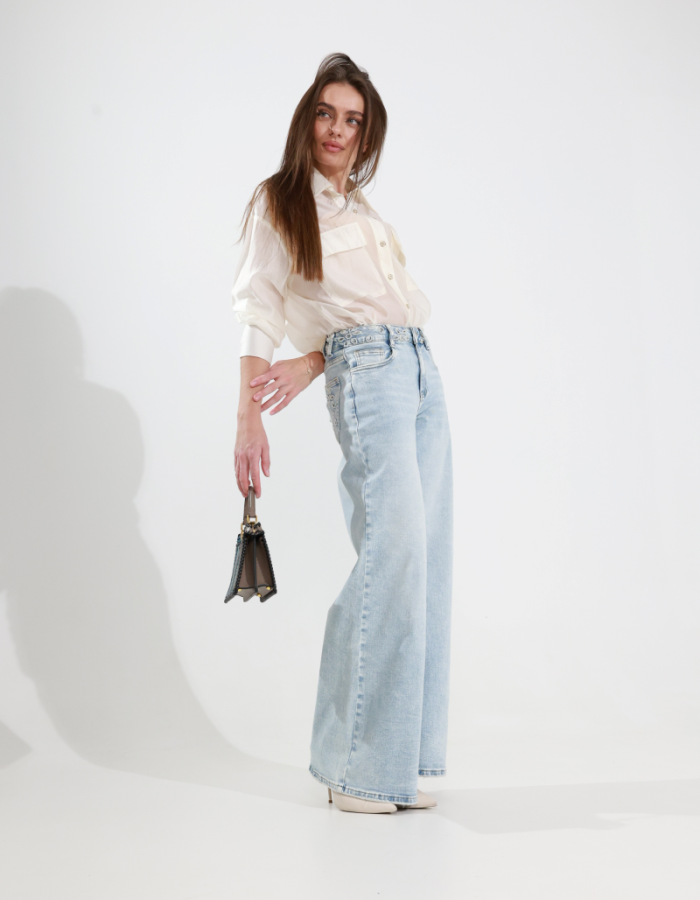 Джинси wide leg з декоративними кишенями