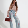 Джинси wide leg з квітковим декором