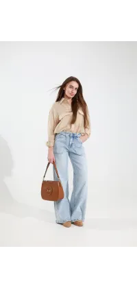 Джинси wide leg з квітковим декором. Колір: Блакитний