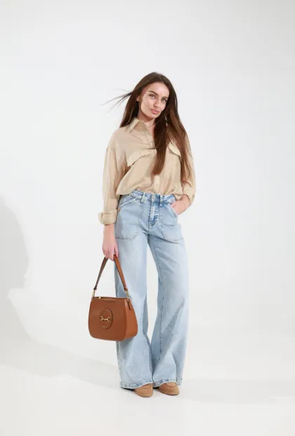 Джинси wide leg з квітковим декором