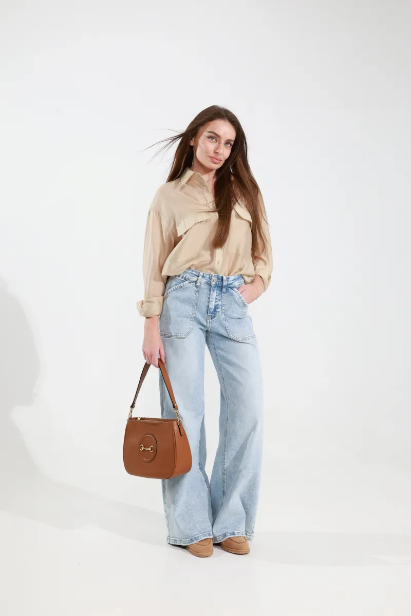 Джинси wide leg з квітковим декором