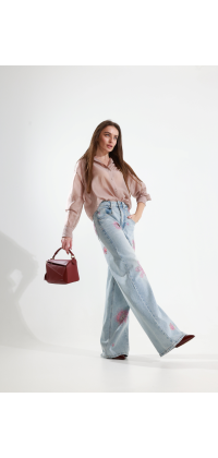 Джинси wide leg з квітковим декором, одяг від Jador