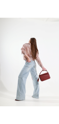 Джинси світлі wide з квітами, одяг від Jador