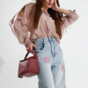 Джинси wide leg з квітковим декором