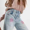 Джинси wide leg з квітковим декором