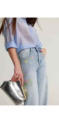 Джинси wide leg з вишивкою, одяг від Jador