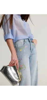 Джинси wide leg з вишивкою, одяг від Jador