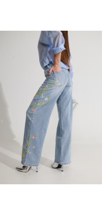 Джинси wide leg з вишивкою, від Jador