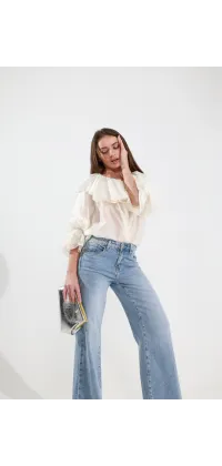 Джинси wide leg світло-блакитні, одяг від Jador