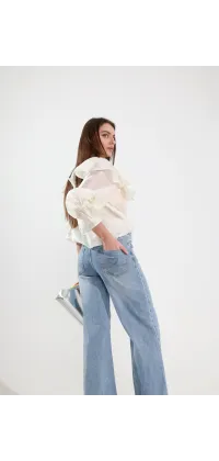 Джинси wide leg світло-блакитні. Ціна: 5590 грн