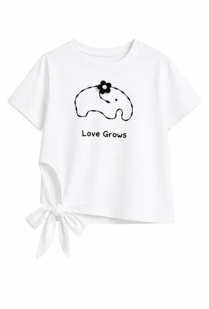 Футболка з принтом "Love Grows" та зав’язкою