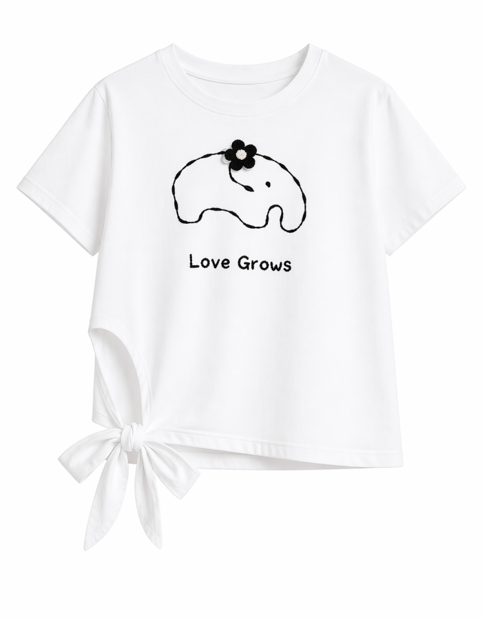Футболка з принтом "Love Grows" та зав’язкою