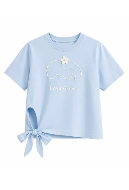 Футболка "Love Grows" блакитна з зав’язкою