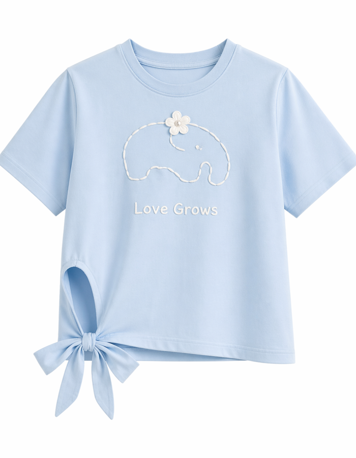 Футболка "Love Grows" блакитна з зав’язкою