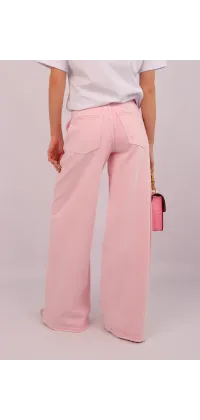 Рожеві джинси wide leg з високою посадкою, одяг від Jador