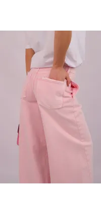 Рожеві джинси wide leg з високою посадкою. Колір: Рожевий