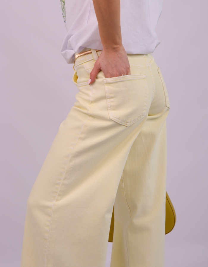 Джинси wide leg у лимонному відтінку
