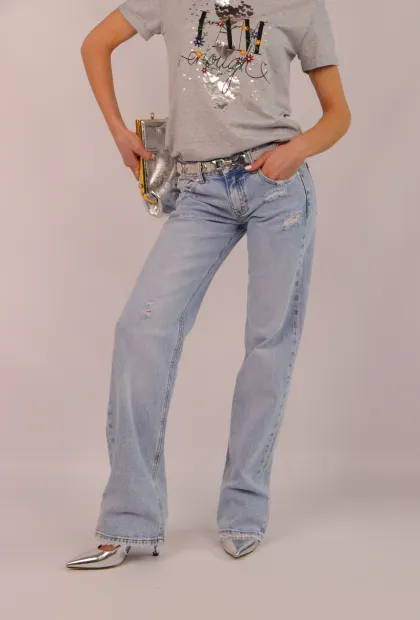 Джинси прямого крою зі світлого деніму