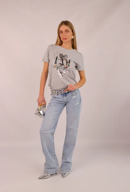 Джинси прямого крою зі світлого деніму