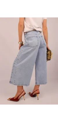 Джинси-кюлоти з високою посадкою. Колір: Блакитний