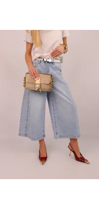 Джинси-кюлоти з високою посадкою. Доступні розміри: XS, S, M, L