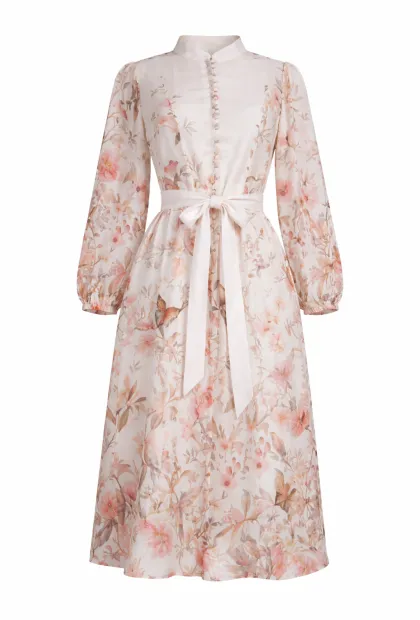 Сукня міді з квітковим принтом і поясом