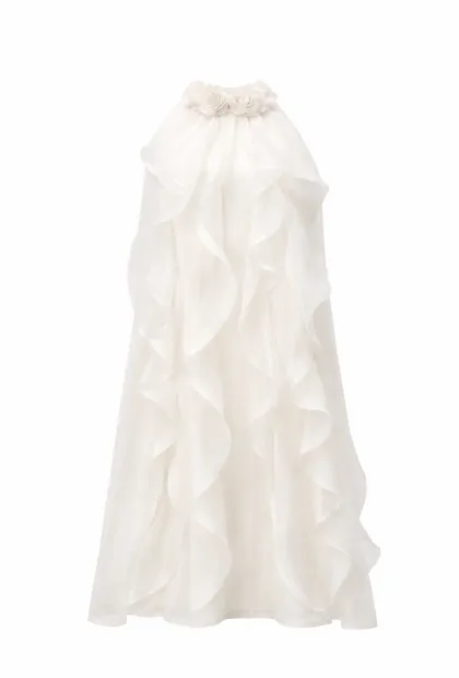 Сукня з воланами та декоративними квітами