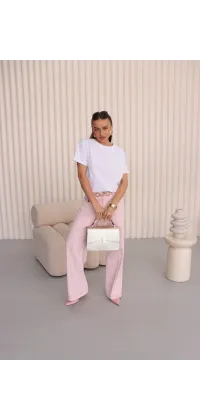 Джинси прямого крою у ніжно-рожевому відтінку, одяг від Jador