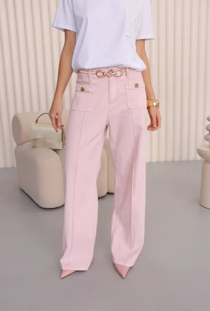 Джинси прямого крою у ніжно-рожевому відтінку