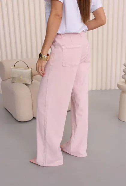 Джинси прямого крою у ніжно-рожевому відтінку