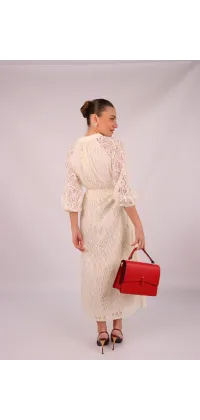 Сукня міді мереживна з поясом, одяг від Jador