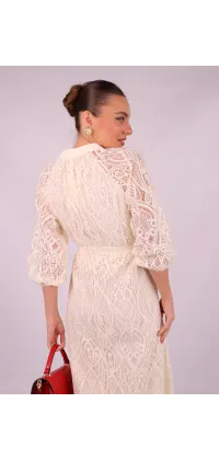 Сукня міді мереживна з поясом. Доступні розміри: S/M