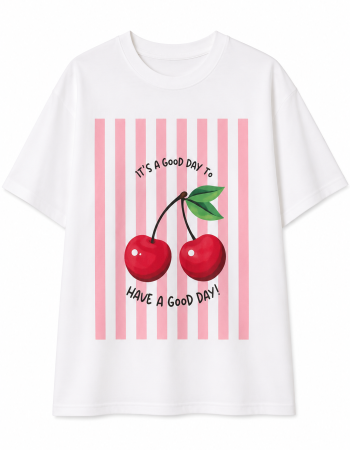 Футболка "Cherry Mood" з принтом вишень
